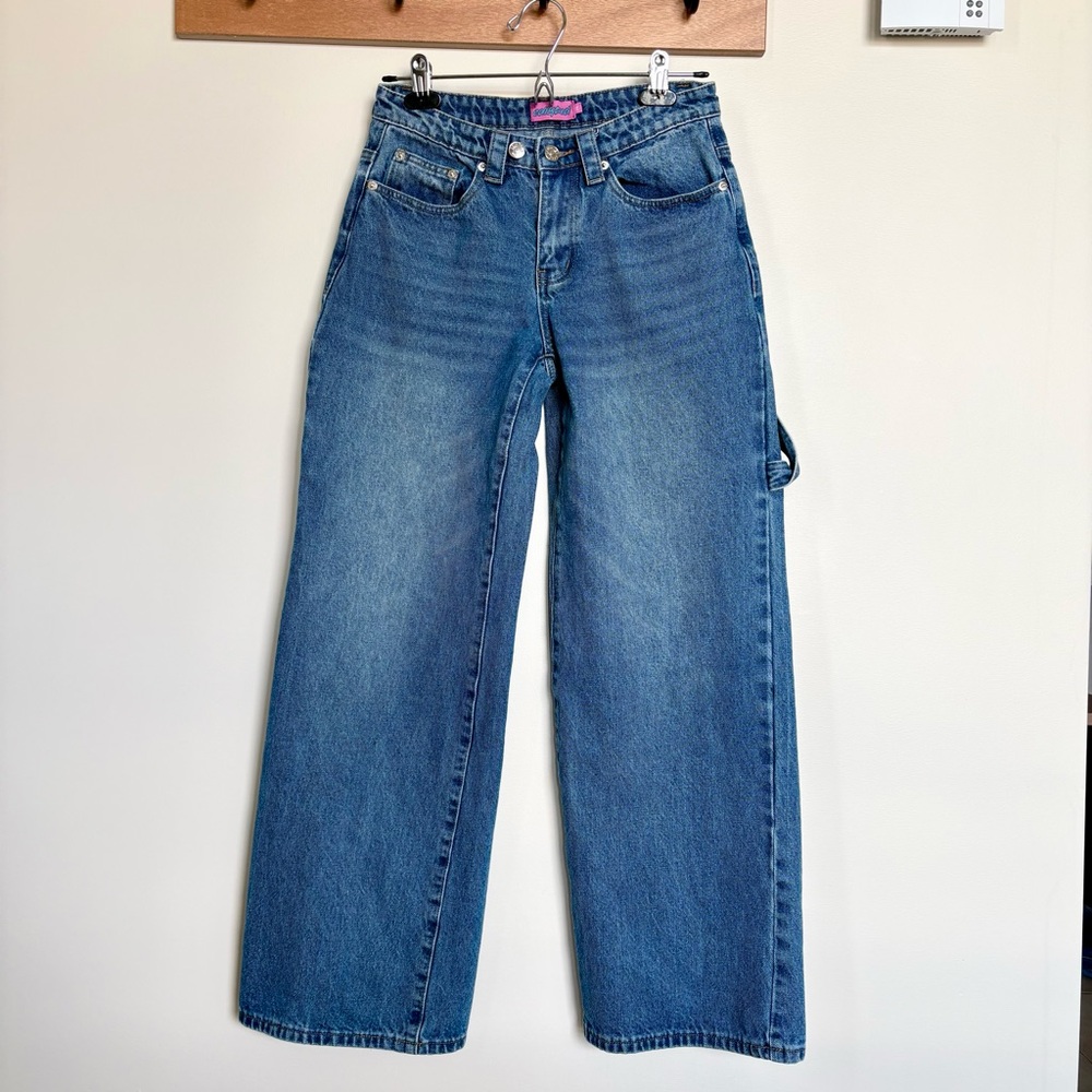 Edikted Carpenter Jeans Size XS, 100% Cotton Adjustable Waist Wide Leg Y2K Style